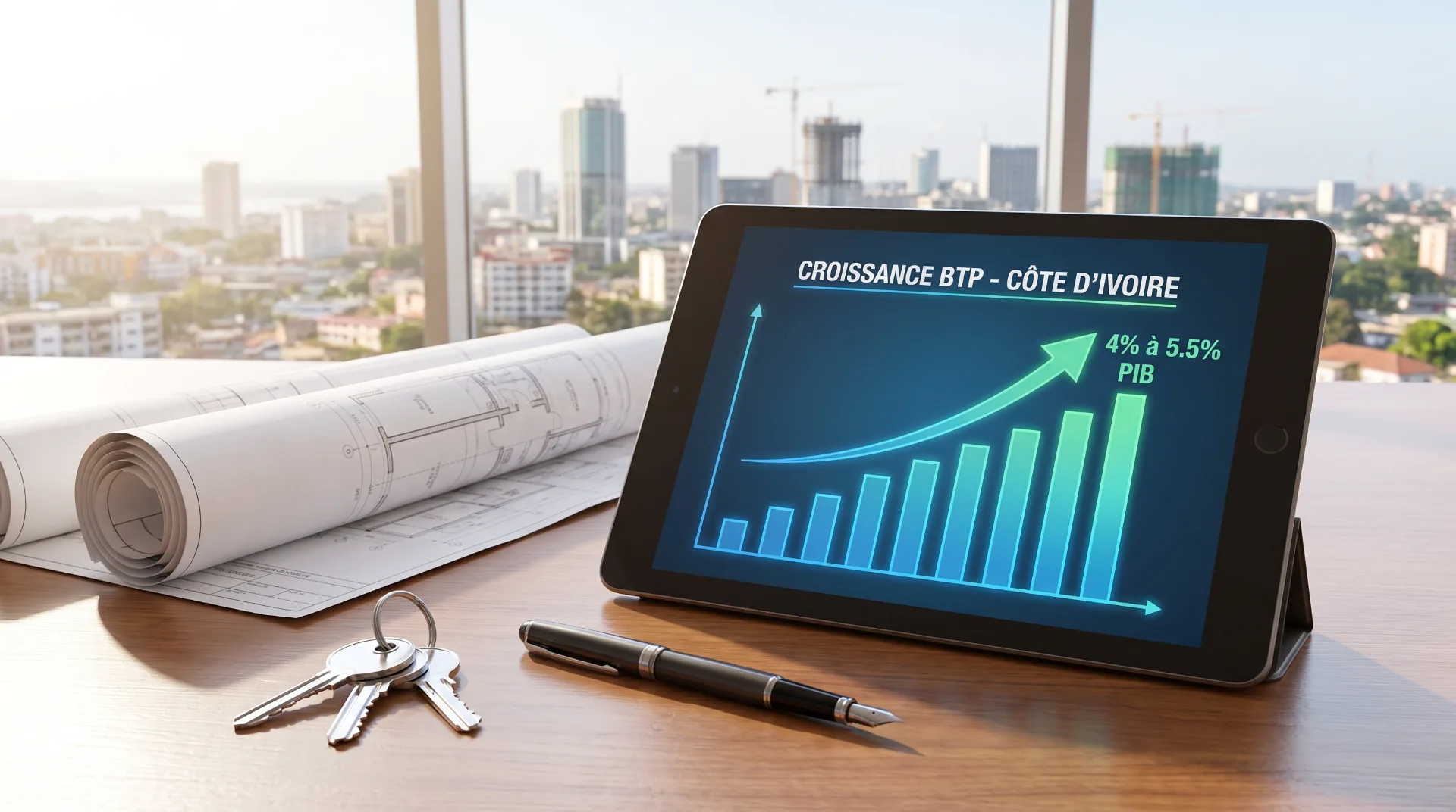 Graphique Capital Foncier sur le poids du BTP dans le PIB ivoirien 2015-2020 — source annuaire MCLU