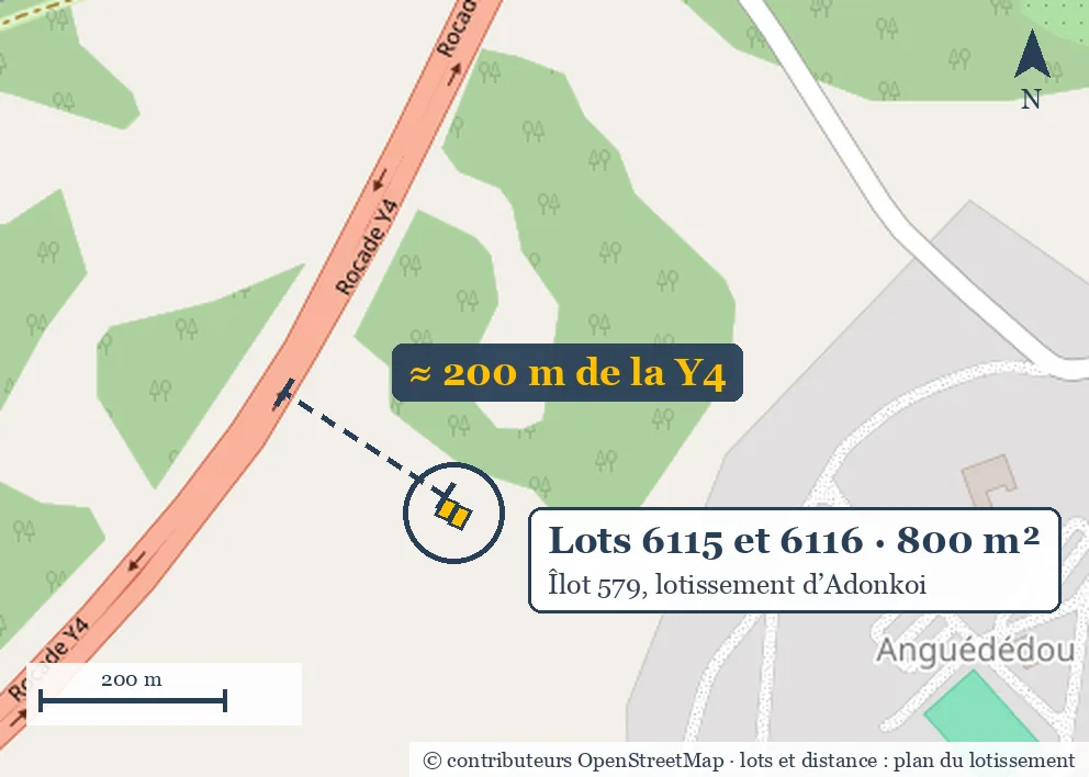 Vue 1 du projet Deux lots contigus de 400 m² à Adonkoi, près de la Y4 situé à Adonkoi, Y4 et route de Songon à Agban